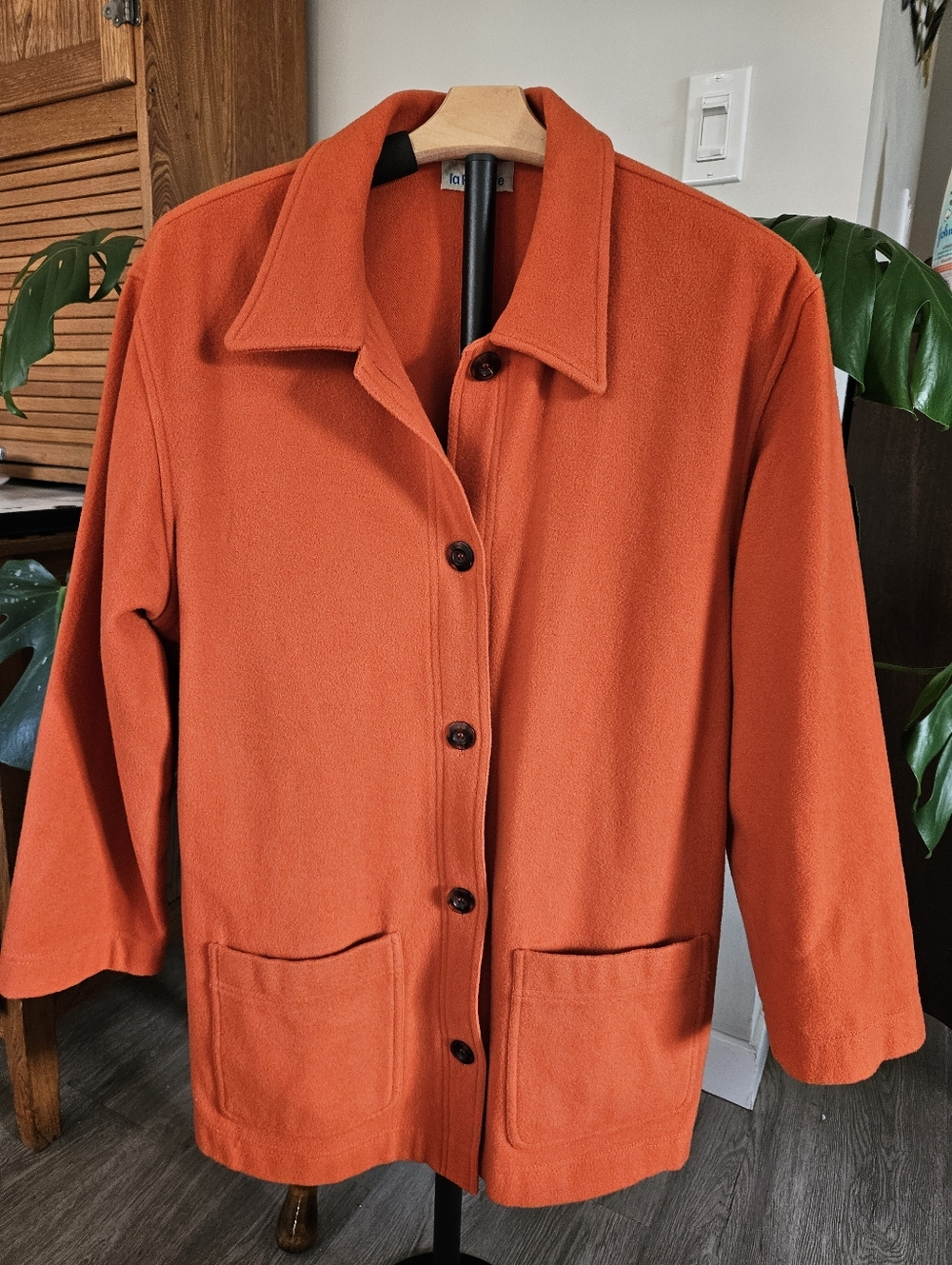 Vintage La Redoute Women's Button-Front Coat Burnt Orange